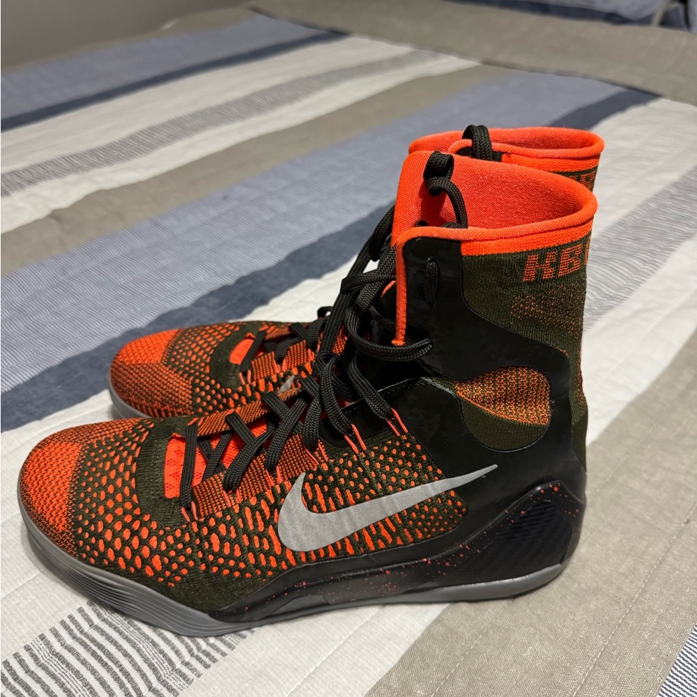 Nike High-Top Athletic Shoes - Black, Orange, and Silver